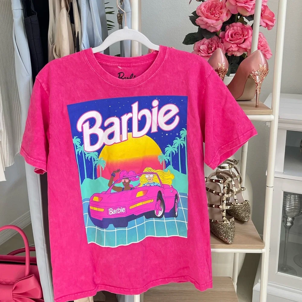 New Barbie Hot Pink Dream Car T- Shirt - Picture 1 of 6
